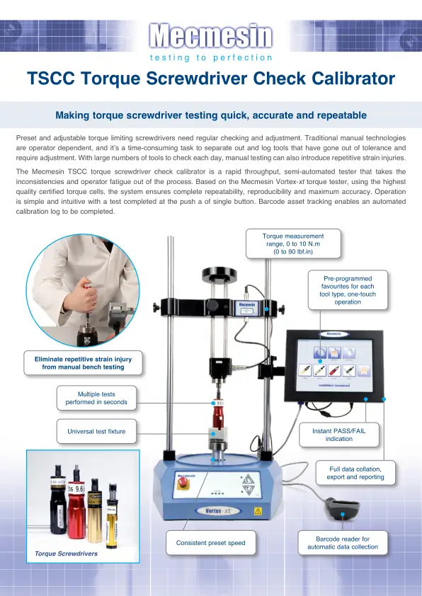 Torque Screwdriver Check Calibrator Brochure